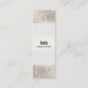 Salon Faux Silver Sequin Hair Stylist Mini Business Card