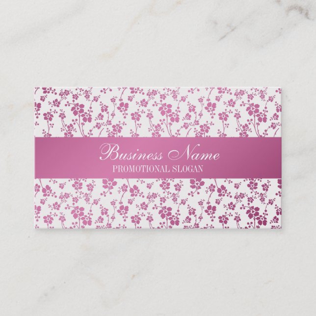 Salon Floral Pink Professional Business Card (Front)