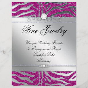 Salon Flyer Jewellery Hair Nail Zebra Glitter Pink