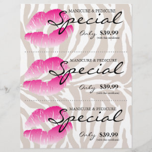 Salon Flyer Spa Lips Pink Zebra Beige