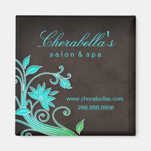 Salon Fridge Magnet Spa Floral Trendy Blue Green