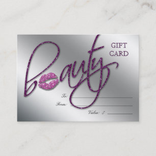 Salon Gift Card Beauty Lips Sparkle Purple