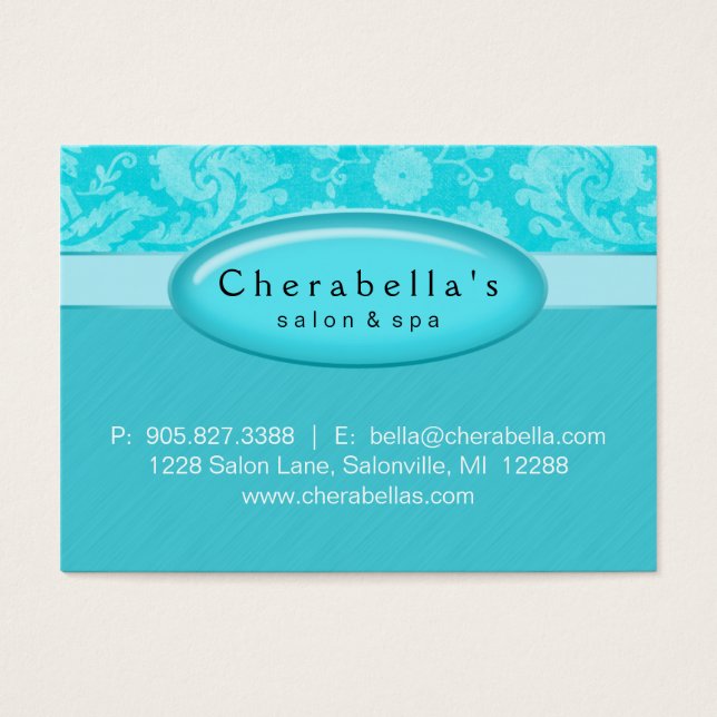Salon Gift Card Certificate Spa Blue Damask (Front)