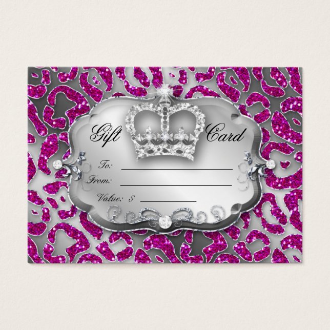 Salon Gift Card Jewellery Leopard Pink Silver Crow (Front)