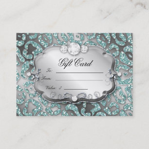 Salon Gift Card Jewellery Leopard Teal Sparkle