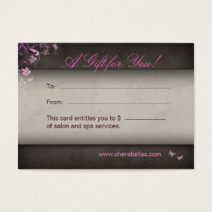 Salon Gift Card Spa Butterfly pink
