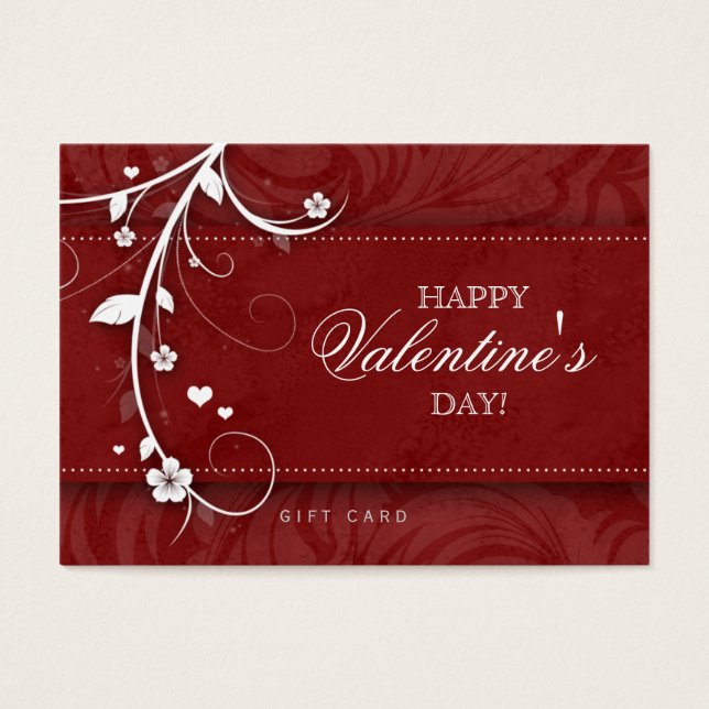 Salon Gift Card Spa Flower Floral Red Hearts (Front)