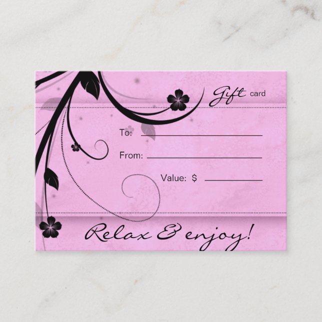 Salon Gift Card Spa Flower watery pink (Front)