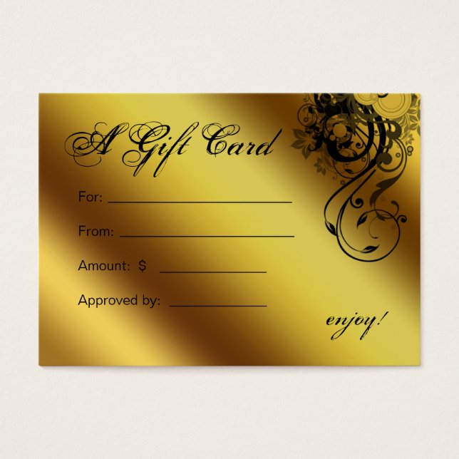 Salon Gift Card Spa Gold Floral Butterfly (Front)