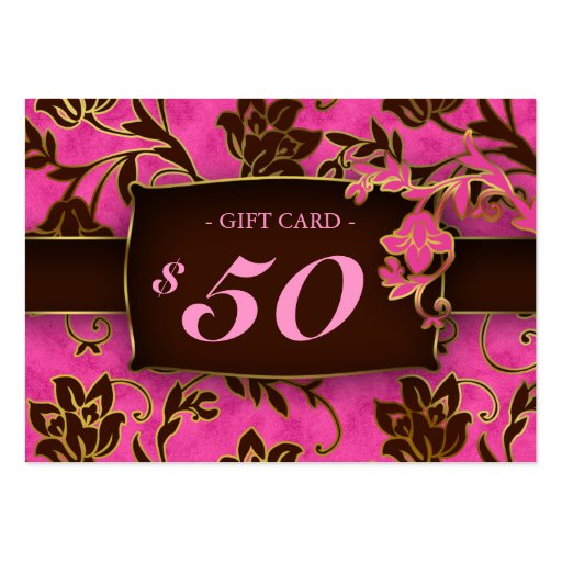 Salon Gift Card Spa Gold Floral Pink Brown $50 | Zazzle