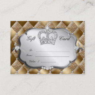 Salon Gift Card Tufted Diamond Crown Gold Glitter