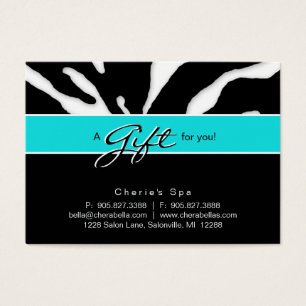 Salon Gift Card Zebra Animal Lips Blue