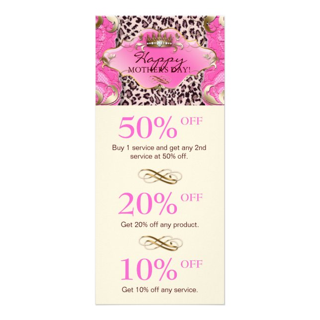 Salon GIFT CERTIFICATE Crown Leopard Pink Cream (Front)
