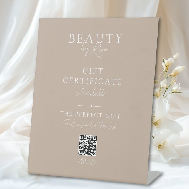 Salon Gift Certificate Promo Pedestal with QR Code Sign (Salon Gift Certificate Promo Pedestal with QR Code Sign)