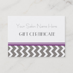 Salon Gift Certificate Purple Grey Chevron