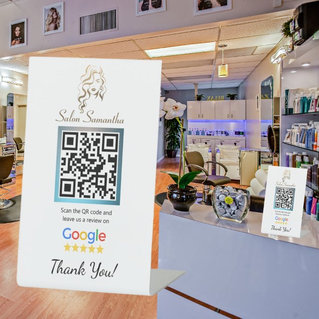 Salon Google Review Pedestal Stand Pedestal Sign (Creator Uploaded)