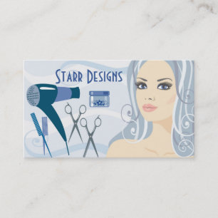 Salon Hairdresser Female & Tools Business Card