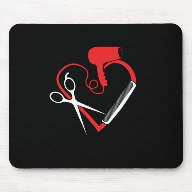 Salon Heart Logo Hair Stylists Hair Parlour Gift Mouse Pad (Front)