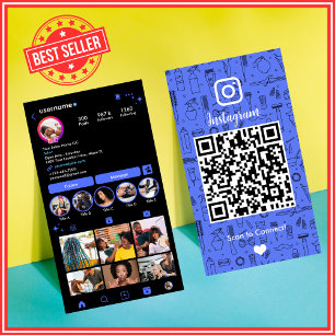 Salon Instagram Blue    Social Media QR Code Business Card