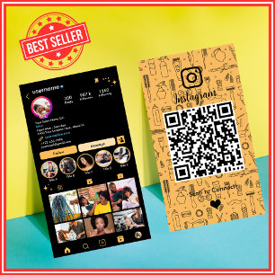 Salon Instagram Peach   Social Media QR Code Business Card