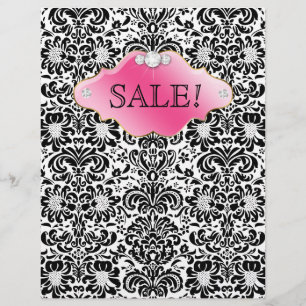 SALON Jewellery Flyer Floral Damask Pink Gold BW