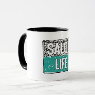 Salon Life Teal and Leopard Hair Stylist Mug