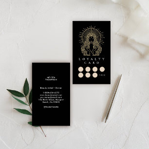Salon Makeup Hair Nails Mystic Tarot Gold Black Loyalty Card