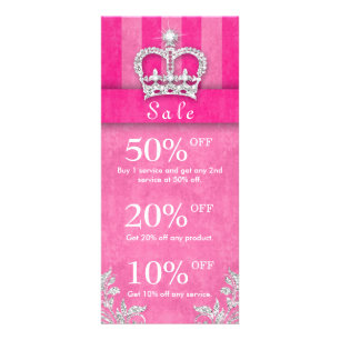 Salon Marketing Cards Jewellery Crown Stripes Pink