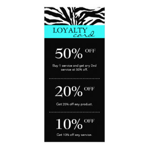 Salon Marketing Cards Zebra Blue Black