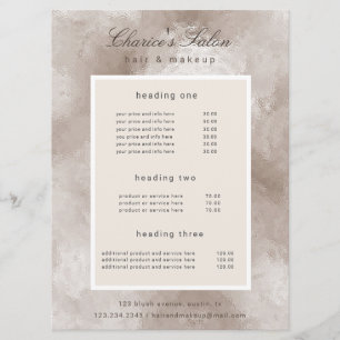 salon metallic pearl elegant price card
