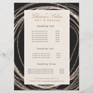 salon modern faux gold abstract elegant price card