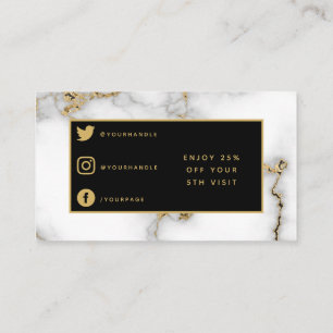 Salon modern gold marble loyalty card.