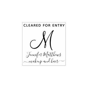 Salon Monogram COVID Temperature Cleared Entry Rubber Stamp