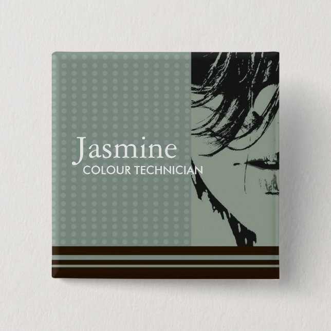 Salon Name Tag 15 Cm Square Badge (Front)
