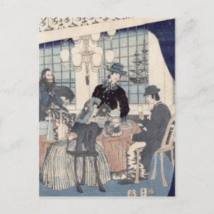 Salon of a house of foreign merchants at postcard