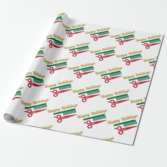 Salon or Stylist Christmas Wrapping Paper (Unrolled)