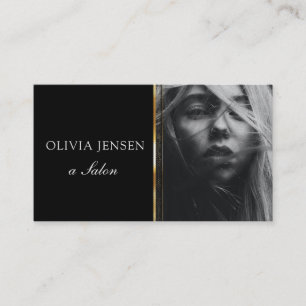 Salon Photo Card Modern Black business card