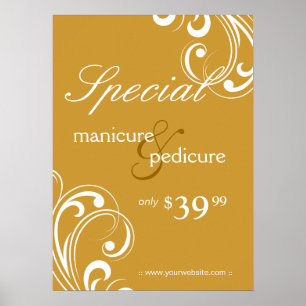 Salon Poster Spa Gold & White Swirls