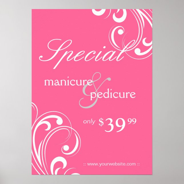 Salon Poster Spa Pink & White Swirls 2 (Front)