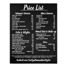 Salon Price LIst Poster