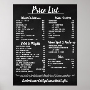 Salon Price LIst Poster