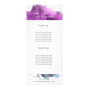 salon purple smoke effect price list rack card