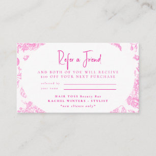 Salon Refer a Friend Hot Pink Business Card