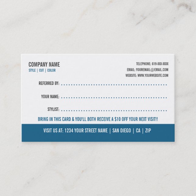 Salon Referral Business Card (Front)