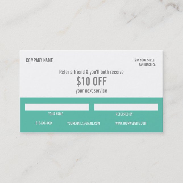 Salon referral card (Front)