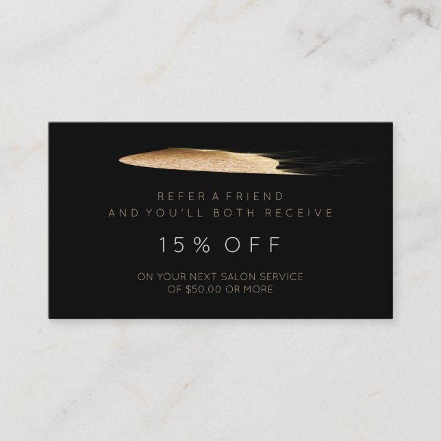 Salon Referral Card Black Gold Sparkly Glitter Vip (Front)