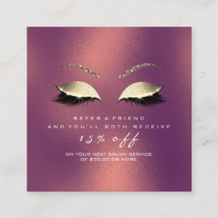 Salon Referral Card Glitter Gold Copper Lashes