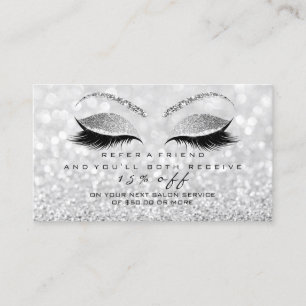 Salon Referral Card Glitter Silver Grey Lashes1