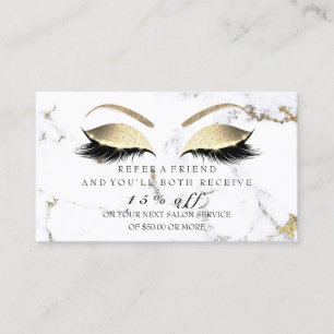 Salon Referral Card Marble Gold Eyes Lashes