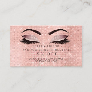 Salon Referral Card Pink Rose Makeup Lashes Glam